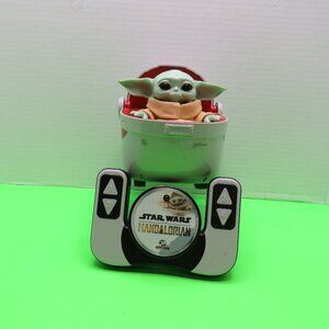 2021 Star Wars Mandalorian Baby Grogu 9" Hover Pram w/Remote Tested & Working.